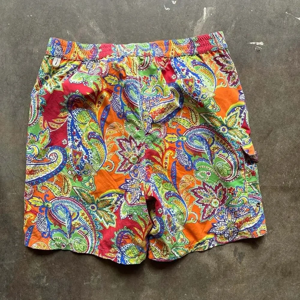 Polo by Ralph Lauren Vintage 90s Paisley Swim Trunks Surf Shorts S